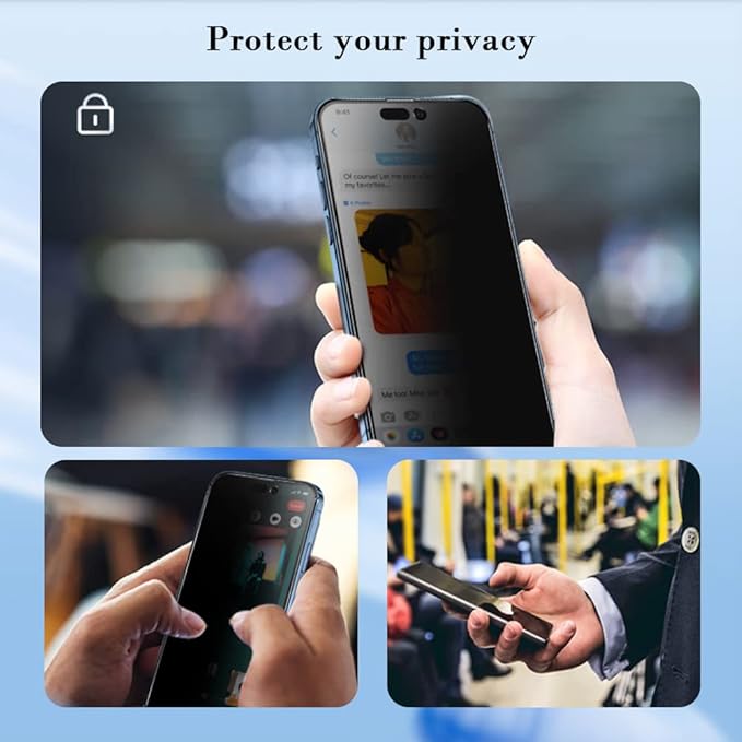 PERFECTSIGHT Privacy Screen Protector Compatible with iPhone 14 Pro Max 6.7 Inch, HD Clear Bubble Free Anti-Scratch Case Friendly Anti Blue Light Anti Spy 5X Strogner Tempered Glass