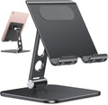 OMOTON Upgraded Adjustable Tablet Stand Holder, Heavy Duty Foldable Portable Monitor Stand, Travel Essentials for iPad Pro/Air/Mini, Surface Pro, 4.7''-15.6', Black