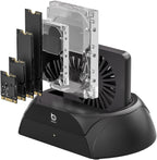 Hard Drive Docking Station, Pcie NVMe Adapter with Cooling Fan Superior Cooling Efficiency, External Hard Drive Reader Compatible with M.2 NVMe/SATA SSD & 2.5" and 3.5" SATA HDD SSD