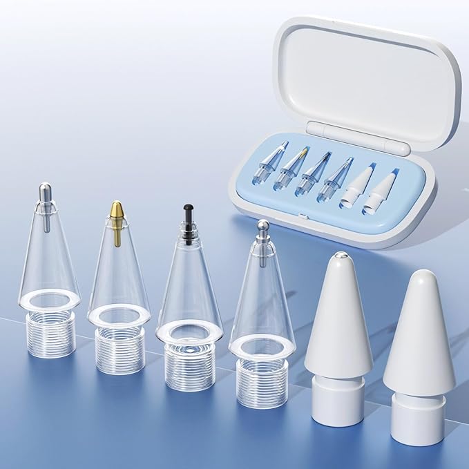 UPDENI Replacement Pencil Tips for Apple Pencil Tips,fine piont Pencil nibs fit for Apple 2nd 1st Gen USB-C,and Logitech Crayon Digital Pencil,iPod Pro Pencil 6 Pack Blue