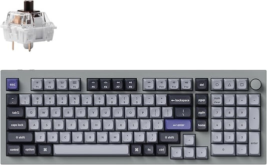 Keychron Q5 Pro QMK/VIA Wireless Custom Mechanical Keyboard, 96% Layout with Programmable Knob, KSA Double-Shot PBT Keycaps with Hot-swappable K Pro Brown Switch for Mac Windows Linux - Gray