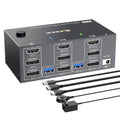 HDMI Displayport KVM Switch 3 Monitors 2 Computers 8K@60Hz 4K@144Hz,3 Monitor KVM Switch 2 Computers for 2 PC Share 3 Monitor and 4 USB3.0 Devices,Triple Monitor KVM Support Extended and Mirror Mode