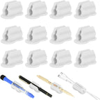 12PCS Pen Holder for Desk, Upgraded Adhesive Pen Pencil Holder for Desk Wall Clipboard Car Silicone Pens Markers Pencils Organizer Teacher Supplies Office Supplies (12PCS White)