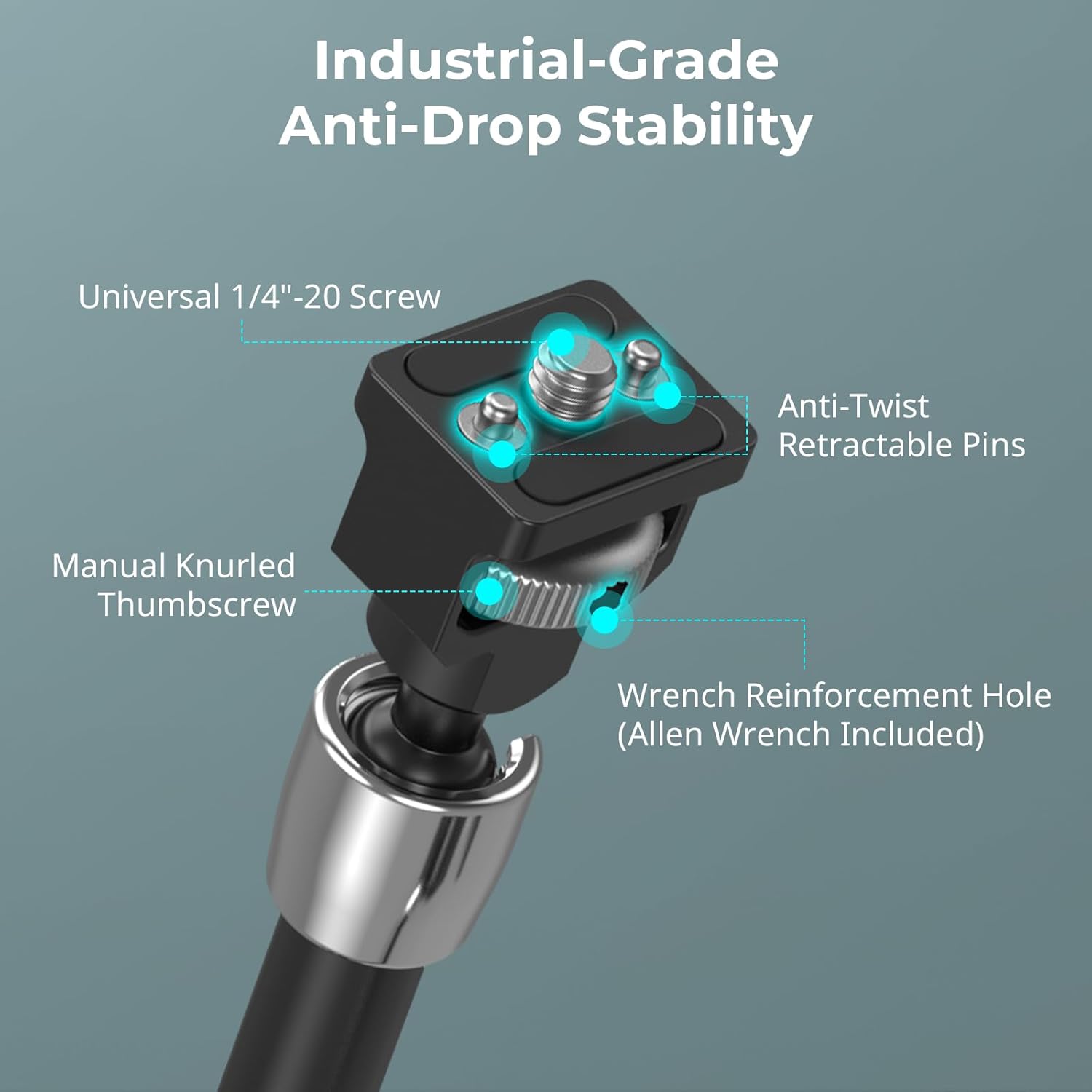 SMALLRIG Magic Arm Crab Claw Clamp, with Anti-Deflection Retractable Pin, 1.5kg Load Capacity for GoPro/for Insta360 / for DJI Action/for DSLR/for Light/for Monitor/for Phone- 5312