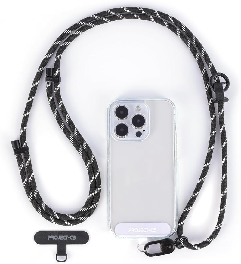 project-cb Cell Phone Lanyard 1,Phone Tether Tab 2,Crossbody Strap,Lanyards for Around the Neck,Adjustable Strap 80-160cm (Blackshadow-B)