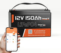 12V 150Ah LiFePO4 Lithium Battery – BCI Group 31 Deep Cycle Battery with Bluetooth & 110A BMS – 15000+ Cycles for Solar, RV, Marine, Off-Grid – Lightweight & Safe Replacement for Lead Acid