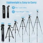 Endurax 60'' Camera Tripod Camera Stand for Canon Rebel Eos Nikon DSLR, Travel Tripods for Phone Tablet with Remote Black