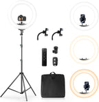 Aureday 22" Big Ring Light with 72" Sturdy Tripod Stand and Sandbag, 65W Large Studio Ringlight with Remote & Phone Holders for Photography/TikTok/YouTube/Tattoo/Barber/Video Recording