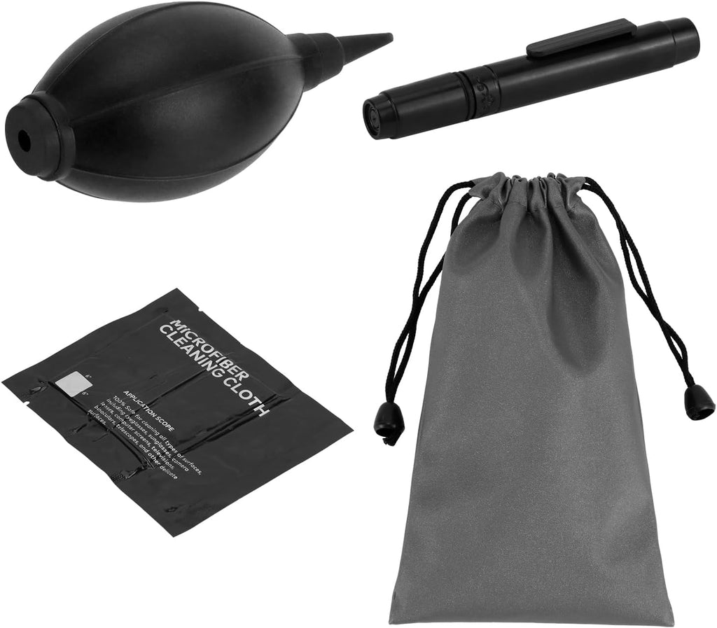 QWORK Camera Lens Cleaning Kit - 4-in-1 Includes Lens Cleaning Pen, Microfiber Cloths, Air Blower - Compatible with Sony, Nikon, Canon, DSLR Cameras & Cell Phones