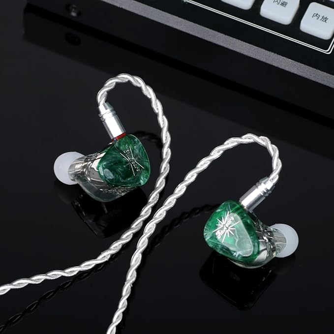 Kiwi Ears Orchestra Lite in Ear Monitor, Custom 8BA HiFi Earphone, Studio Monitor Headphone, Wired Earbuds with Detachable OFC Cable, Handcrafts Faceplate for Audiophile Musician (Green)