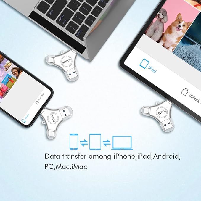 iDiskk 256GB App-le Certified Flash Drive Photo Vault for iPhone 15 USB C iPad Pro Android Samsung Flash Drive for iPhone Photo Storage Stick iPad pro Photo Stick for iPhone and Computer