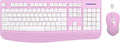 Wireless Keyboard and Mouse Combo, EDJO 2.4G Full-Sized Ergonomic Computer Keyboard with Wrist Rest and 3 Level DPI Adjustable Wireless Mouse for Windows, Mac OS Desktop/Laptop/PC(White Pink)