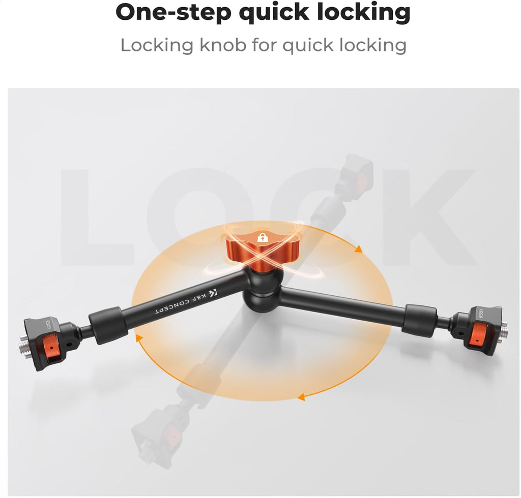 K&F Concept 11" Magic Arm Clamp Kit with ARRI 1/4" & 3/8" Thread Screw 360° Ball Heads Articulating Arm Camera Adapter for DSLR, Monitor, LED Light, Microphone, Camera Cage, Action Camera