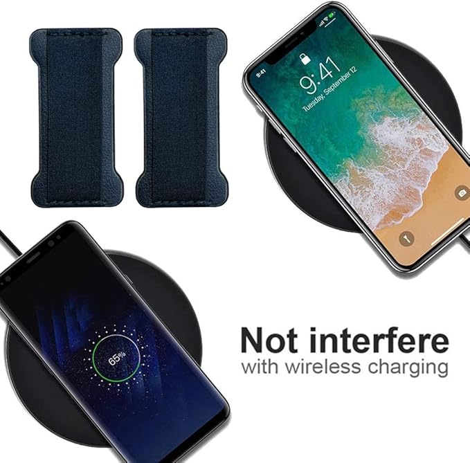 Phone Grip Holder for Hand, Universal Finger Strap Phone Holder, Finger Selfie Grip Compatible with Most Smartphones (Black Blue) -2Pack