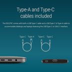 Transcend 1TB External SSD for iPhone/iPad/Mac/Windows/Android, PC/Laptop/Tablet/TV/Game Console, Portable Solid State Drive with One Touch Back up, One-Time Password Unlock, Type-A&Type-C Cables