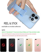 Phone Grip Holder for Hand, Universal Finger Strap Phone Holder, Finger Selfie Grip Compatible with Most Smartphones (Light Blue) - 2Pack