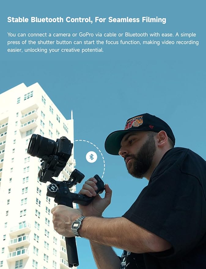 FeiyuTech SCORP Mini-3-Pro Gimbal Stabilizer for Camera Mirrorless/Compact/Action Cameras,Smartphone,18m AI Tracking,Detachable Remote Handle,4.4lbs Payload,3-axis Gimbal for Canon Sony Nikon