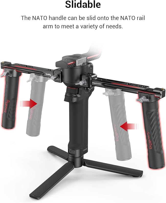SMALLRIG Dual Handle Handgrip for DJI RS 4 /RS 4 Pro/RS 3 / RS 3 Pro/RS 2 / RSC 2 Gimbal, Gimbal Handle Grip with NATO Rails, Cold Shoe, 1/4"-20 & 3/8"-16 Threaded Holes