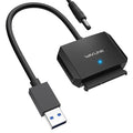 WAVLINK SATA to USB Type-A Hard Drive Cable, 5Gbps USB3.0, Supports UASP, External Hard Drive SATA I/II/III Connector, 2.5" SSD/HDD and 3.5" HDD up to 20TB, Power Adapter Included