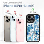 AIGOMARA Case for iPhone 15 Pro [Compatible with MagSafe] Blue Turtle Shell Ocean Collage Pattern Design for Women Girls Men Soft TPU Bumper Hack PC Back Shockproof Protective Slim Magnetic Cover