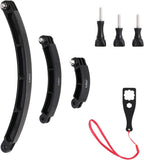 HSU 3 in 1 Curved Extension Arm Kit, Extension Pivot Arm Adjustable Monopod Bracket for GoPro Hero 13/12/11/10/9/8/7/6/5 Black, Session 5/4, DJI Osmo Action and More