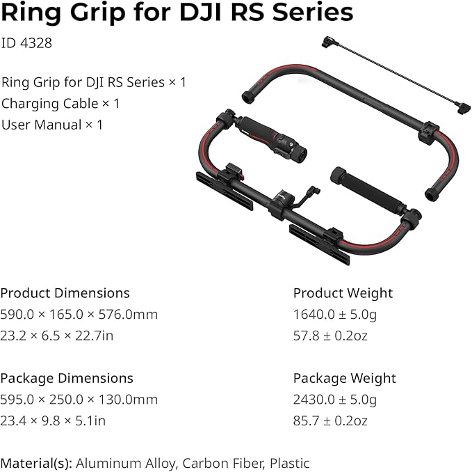 SMALLRIG Stabilizer Handheld Ring Grip for DJI RS 2 / RS 3 Pro/RS 4 / RS 4 Pro Gimbal, Supports Various Controls, Integrated Foldable Design, Max Load 17.6 lb - 4328