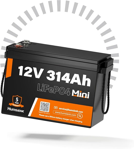 12V 314Ah (300Ah) LiFePO4 Lithium Mini Battery, Max. 4019Wh Energy, 15000+ Deep Cycles, 100A BMS Lithium Iron Phosphate Rechargeable Battery Great for RV, Marine and Off Grid Applications