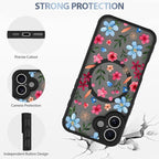 AIGOMARA Magnetic Case for iPhone 16 Plus [Compatible with MagSafe] Cute Pink Blue Flower Floral Pattern Soft TPU Bumper Hard PC Back Anti-Fall Shockproof Protective Slim Cover for Women Girls