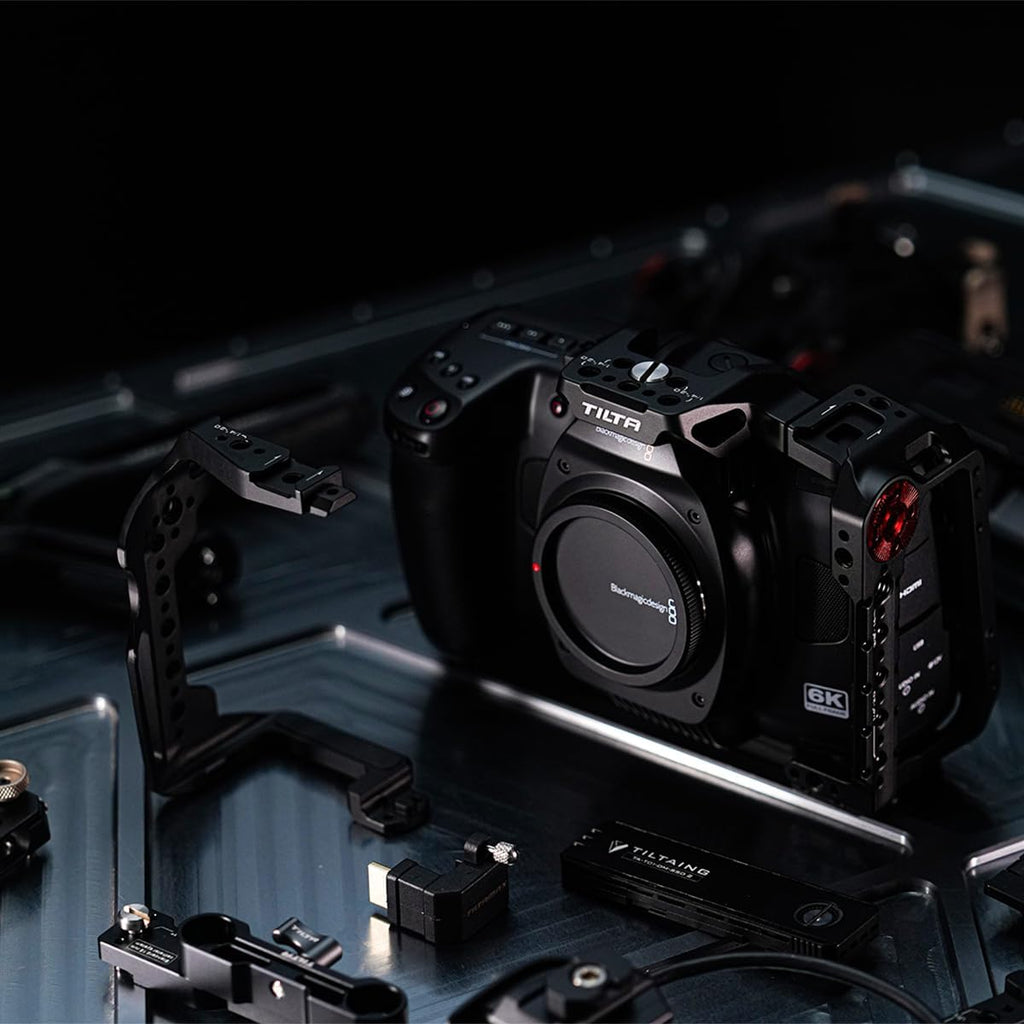 Tilta Basic Kit for BMCC 6K | Includes Full Camera Cage, SSD Holder & Xeno Top Handle | Cold Shoe/Arri Rosette/NATO Rail | Black | TA-T64-B-B