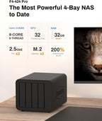 TERRAMASTER F4-424 Pro NAS Storage - 4Bay Core i3-N305 8-Core 8-Thread CPU, 32GB DDR5 RAM, 2.5GbE Port x 2, Network Attached Storage Peak Performance for Business (Diskless) Black