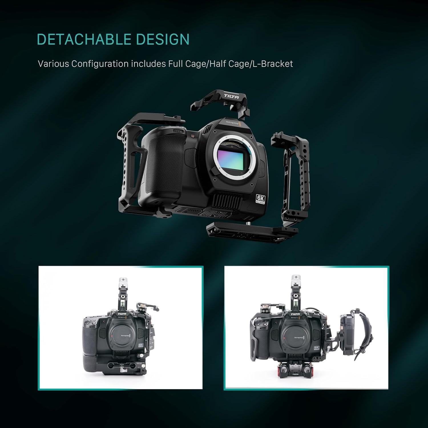 Tilta Advanced Kit for BMCC 6K | Includes Full Cage, Top Handle, Adv. Side Handle, Baseplate, and More | Compatible with Black Magic Design Cinema Camera 6K | Cold Shoe/Arri Rosette/NATO Rail