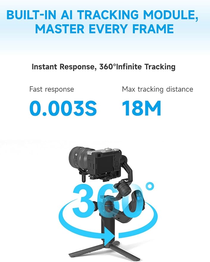 FeiyuTech SCORP Mini-3-Pro Gimbal Stabilizer for Camera Mirrorless/Compact/Action Cameras,Smartphone,18m AI Tracking,Detachable Remote Handle,4.4lbs Payload,3-axis Gimbal for Canon Sony Nikon