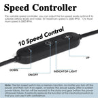 Quiet 80mm Fan with 10 Speed USB 5V DC 12V IPX5 Waterproof Cooling Fan for Tablet TV Receiver Router DVR Xbox Greenhouse Kennel Computer Cabinet Component Cooling