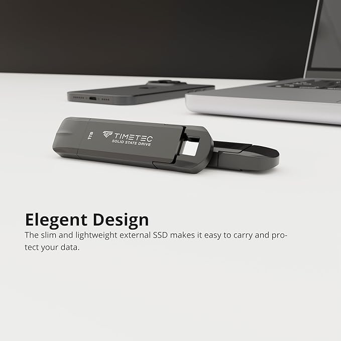 Timetec 1TB Pro Portable USB 3.2 Gen 2 Type-C/Type-A SSD Read Speed 1000MB/s Solid State Drive Stick for iPhone 15/Android/Tablet/Windows/Mac