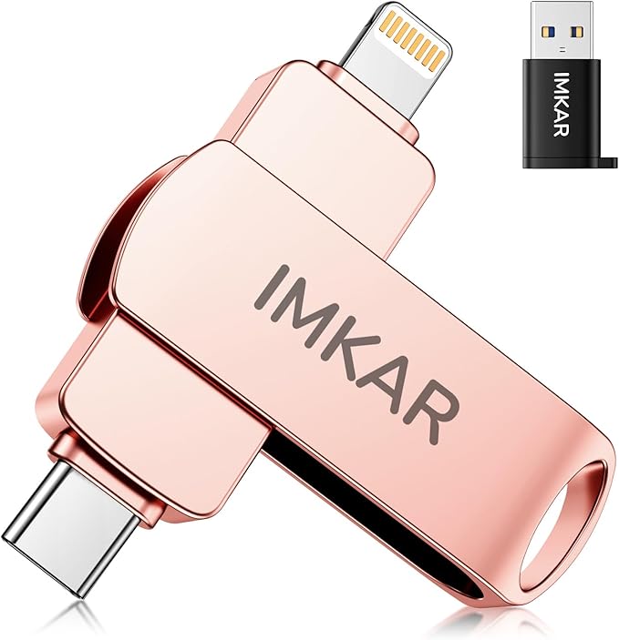 MFi Certified 512GB Flash Drive for iPhone iPad, IMKAR Memory Stick Storage for Photos Videos, Compatible with iPhone iPad Android and PC, Plug and Play No Application Required (Rose Gold)