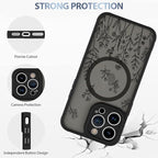 AIGOMARA Magnetic Case for iPhone 13 Pro [Compatible with MagSafe] Cute Black Flower Floral for Women Girls Soft TPU Bumper Hard PC Back Anti-Fall Shockproof Protective Slim Cover