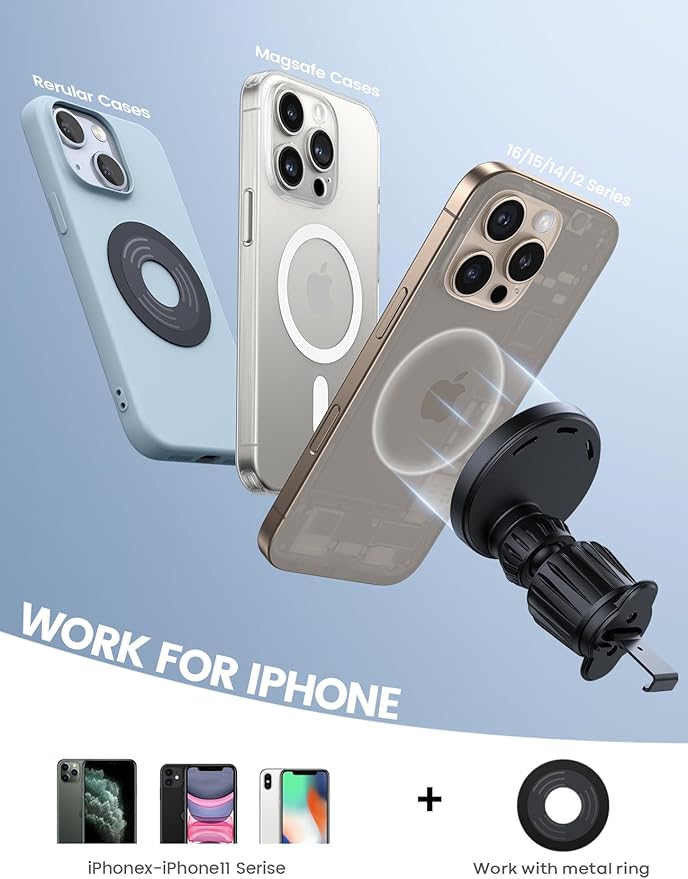 Lamicall for MagSafe Car Mount Charger - [2025 Ultra Magnet] 15W Wireless Car Phone Holder Charger - HandsFree Magnetic Phone Holders for Your Car Vent for iPhone 16 15 14 13 Pro Max Mag Safe Case