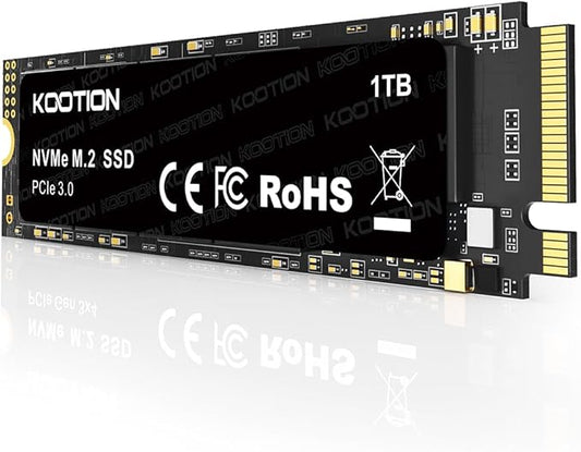 KOOTION 1TB NVMe Internal SSD PCIe 3.0, M.2 2280 NVMe Gen 3 Internal Solid State Drive Up to 3500MB/s, Less Heat for PC/Laptop