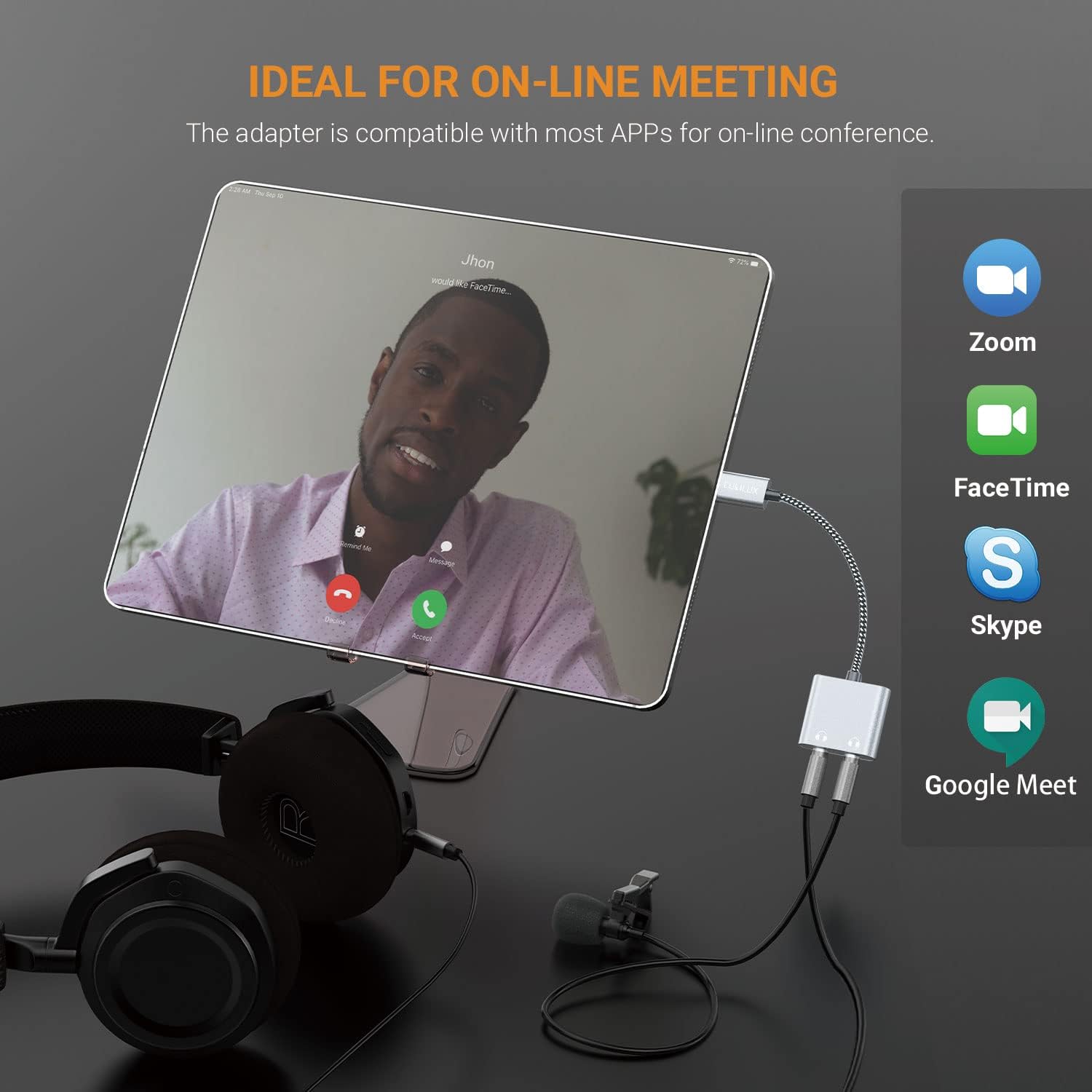 Cubilux USB C Dual Headphones Splitter, Type C to Double 3.5mm Audio Splitter, 2-Way Earphone Adapter for Android Phone, Tablet