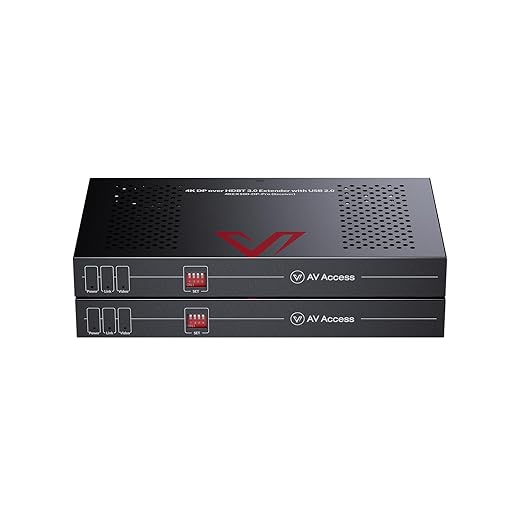 AV Access 4K DisplayPort 1.2a KVM Extender DP Over Ethernet HDBaseT 3.0 PoE, Uncompressed 4K Transmission up to 100m/330ft, 144-240Hz, 4*USB 2.0 Ports, 2-Way Audio, Zero Latency (4KEX100-DP-Pro)