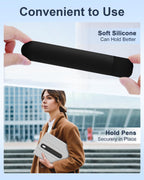eZAKKA Silicone Pencil Holder For Most Pens,Pencils, 7.8 inch Self-Adhesive Stick To Notebooks,Diary, Desks,Tablet, Black, 1 Pack