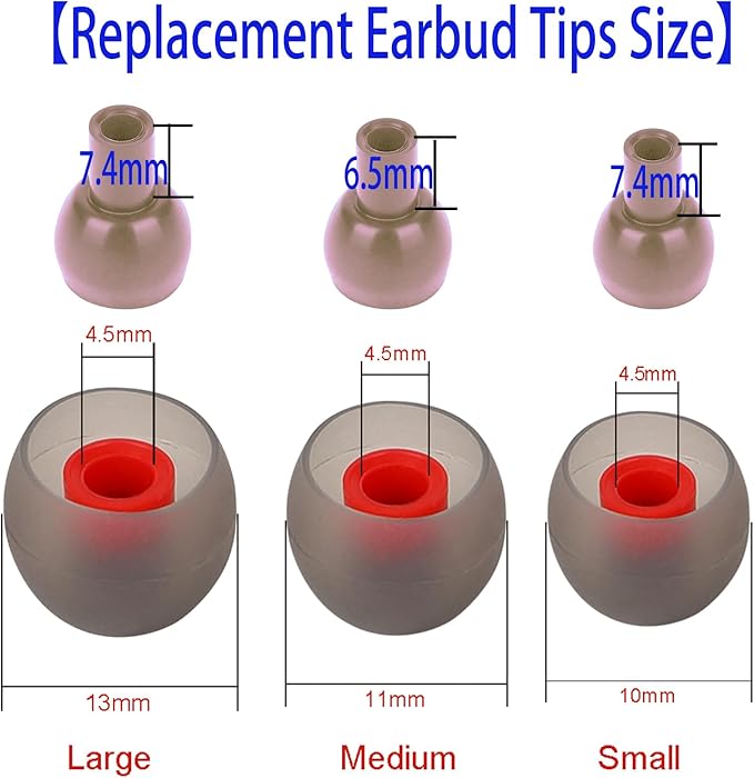 9 Pairs Earbud Tips,Silicone Replacement Earbud Tips Inner Hole 3.8mm -5.5mm, Headphone Ear Cover Fit Most in-Ear Headphones,Black Red(SML)