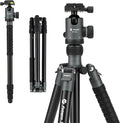 Fotopro 68" Camera Tripod for DSLR, Heavy Duty Compact Travel Tripod with Ball Head, Detachable Monopod with Quick Release Plate and Bag, Load up to 12KG/26.5lbs(Grey)