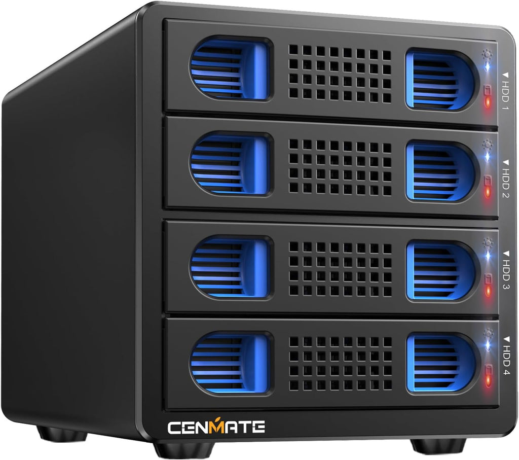 Aluminum 4 Bay 10Gbps Hard Drive Enclosure with Cooling Fan for 2.5“/3.5" SATA HDD/SSD with USB A/C 3.2 Gen 2, Support Hot Swappable,Tool-Free HDD Enclosure , DAS(NO RAID/NAS)