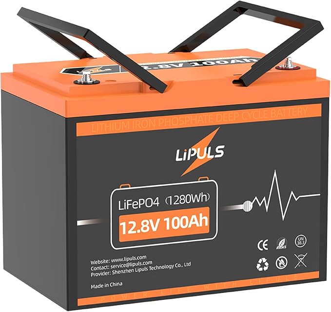 12.8V 100Ah LiFePO4 Battery, Group 24 Size • Built-in 100A BMS, Max.1280Wh Lithium Iron Phosphate Battery, 10-Year Lifespan Lithium Battery, Perfect for Trolling Motor, RV, Solar Home, Off-Grid