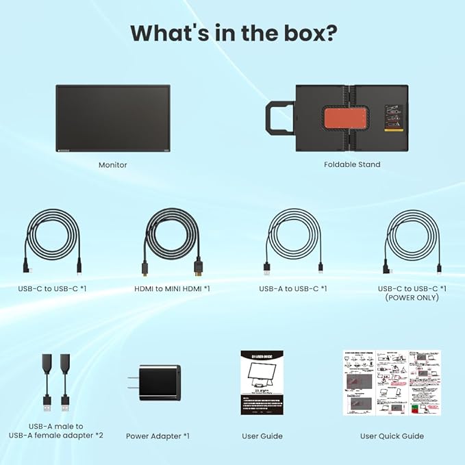 Hyangin 2025 Upgraded 24 Inch Large Portable Monitor for Laptop,1080P FHD 100Hz Portable Screen,120% sRGB IPS Portable Second Monitor with Adjustable Stand for Laptop, MacBook, Phones