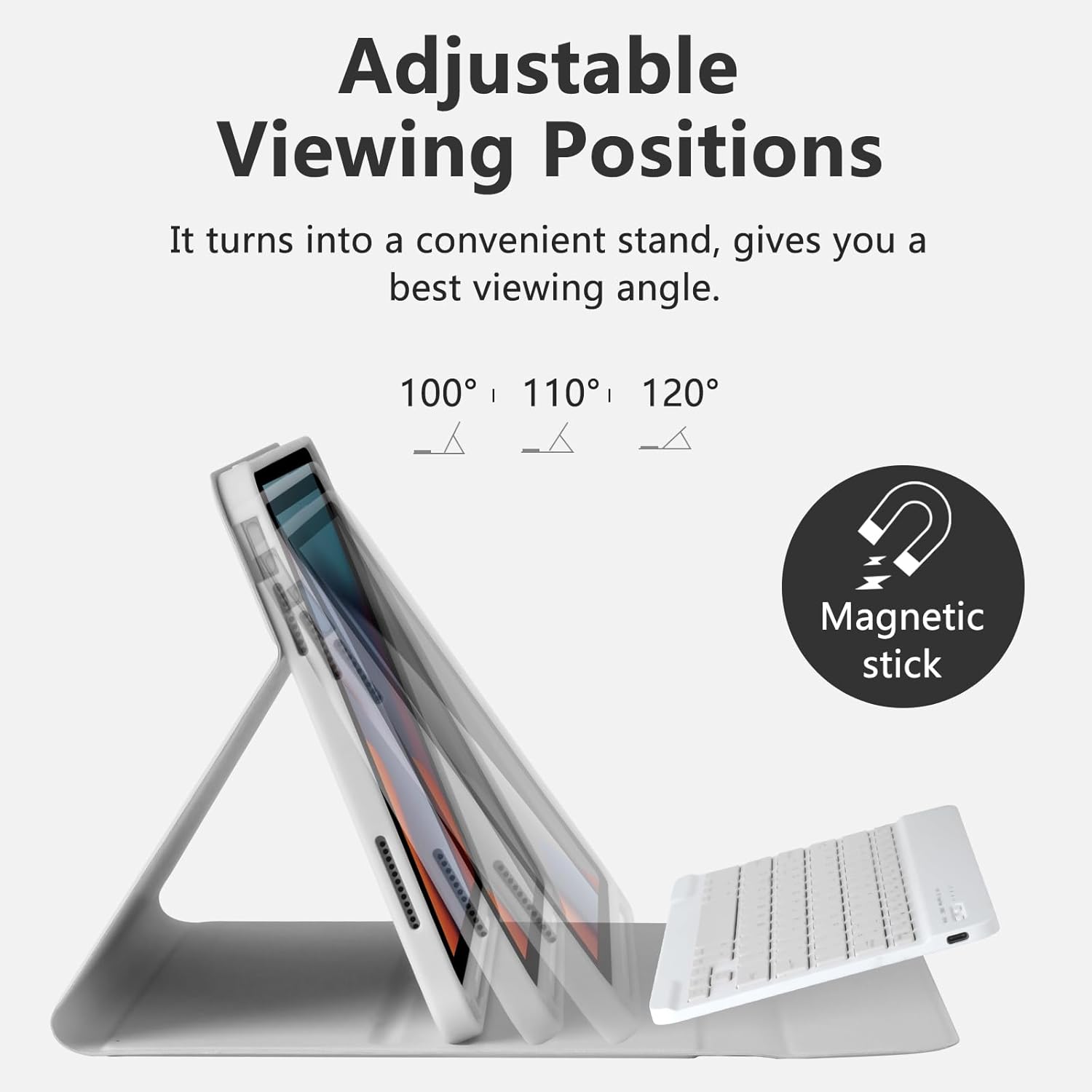 MMK iPad A16 Case (2025, 11"), iPad 10th Generation Case with Keyboard (2022, 10.9"), Wireless Detachable Keyboard, Pencil Holder (Grey)