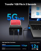 ORICO External USB 3.0 to SATA Hard Drive Lay-Flat Docking Station for 2.5 or 3.5in HDD, SSD Up to 24TB [Support UASP]