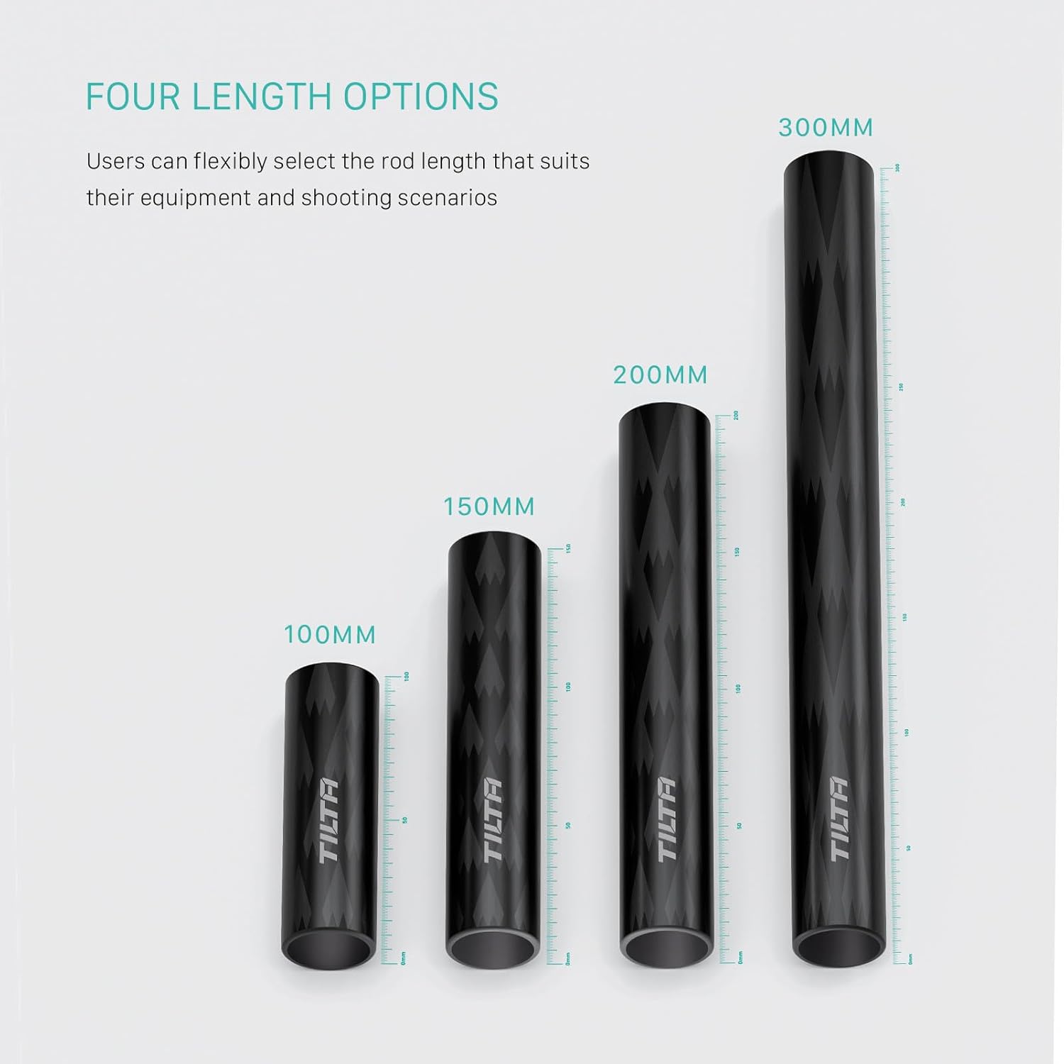 Tilta 2X Carbon Fiber Rods 15mm for Rail Support System | Increased Strength | Limited Reflection | Lightweight | DSLR Shoulder Rig, Camera Stabilizer Cage, Matte Box (10cm)