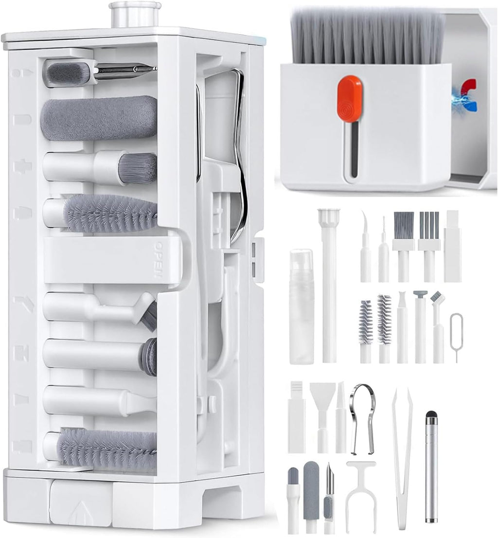 32-in-1 Multi-Function Electronics Cleaning Kit, Computer Laptop Cleaner Kit with Charging Port, Stylus Pen, Keyboard Brush & Reusable Tools for iPhone, MacBook, AirPods, Laptop, Camera Lens